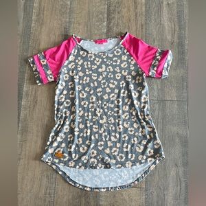 Simply Southern Ladies -Tan, Gray & Pink Leopard print Size Small